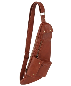 Multi Pocket Sling Bag Fanny Pack CQF013 BROWN